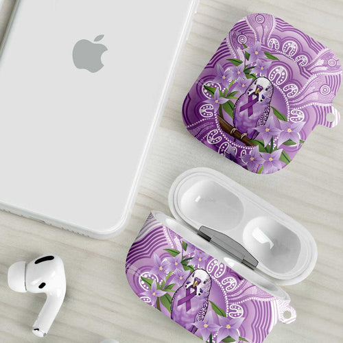 Epilepsy Awareness Budgerigar Australia AirPods Case Budgie Purple Ribbon Boronia Aboriginal - Aussie Hoodie
