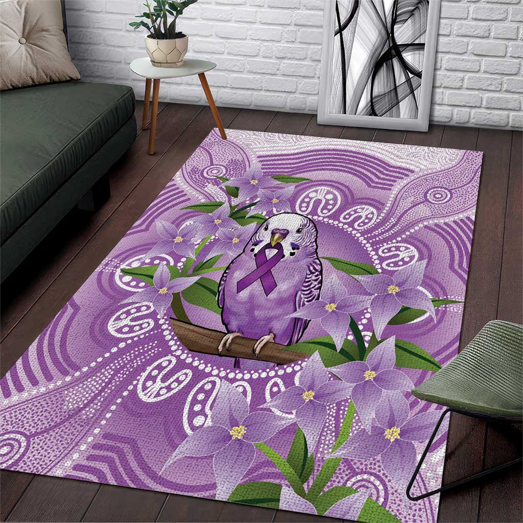 Epilepsy Awareness Budgerigar Australia Area Rug Budgie Purple Ribbon Boronia Aboriginal - Aussie Hoodie