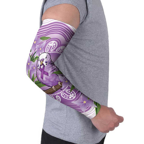 Epilepsy Awareness Budgerigar Australia Arm Sleeves Budgie Purple Ribbon Boronia Aboriginal - Aussie Hoodie