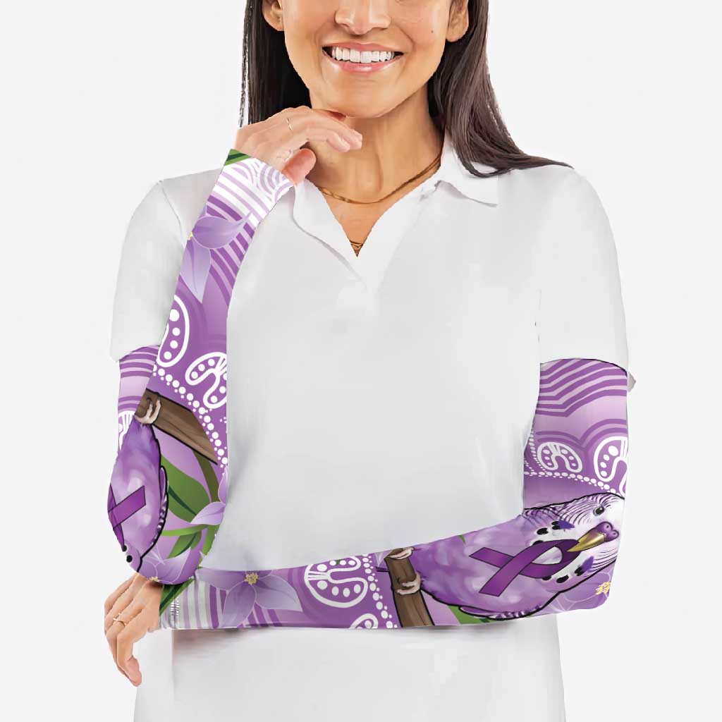 Epilepsy Awareness Budgerigar Australia Arm Sleeves Budgie Purple Ribbon Boronia Aboriginal - Aussie Hoodie