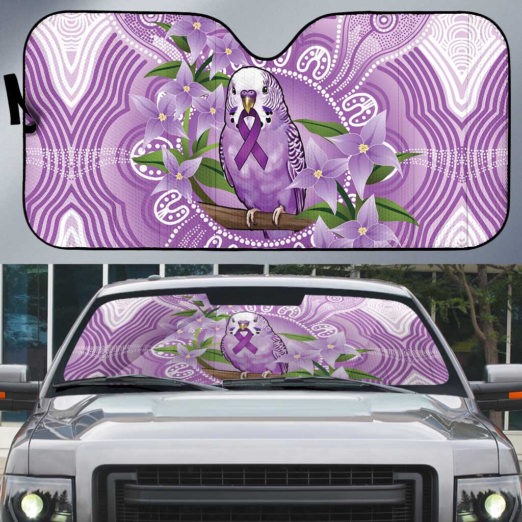 Epilepsy Awareness Budgerigar Australia Auto Sun Shade Budgie Purple Ribbon Boronia Aboriginal - Aussie Hoodie