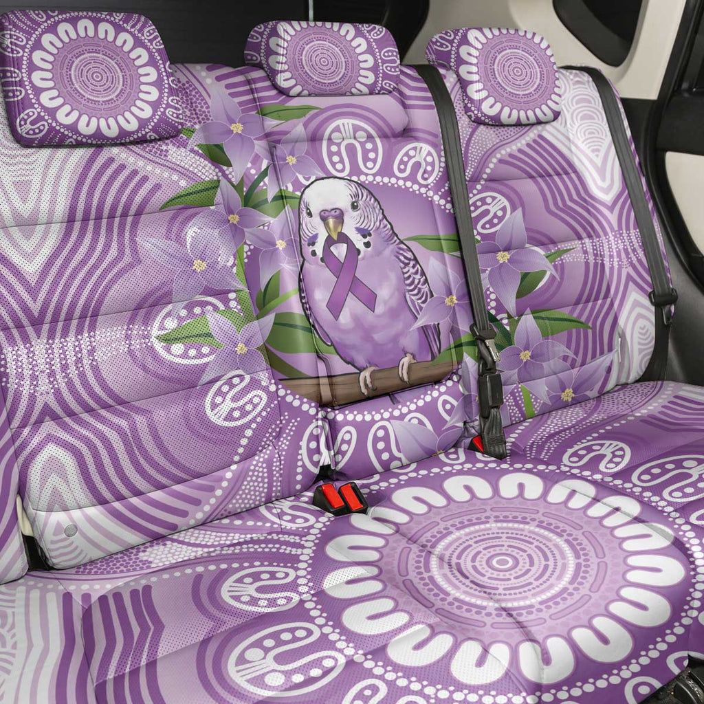 Epilepsy Awareness Budgerigar Australia Back Car Seat Cover Budgie Purple Ribbon Boronia Aboriginal - Aussie Hoodie