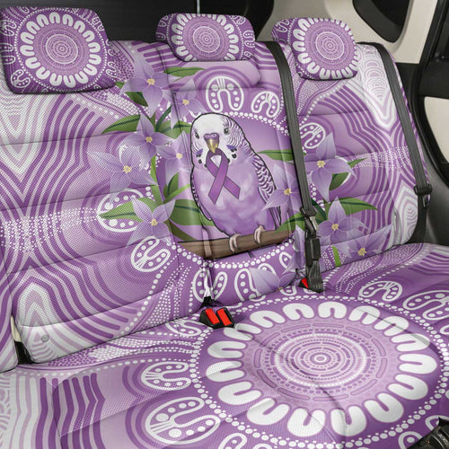 Epilepsy Awareness Budgerigar Australia Back Car Seat Cover Budgie Purple Ribbon Boronia Aboriginal - Aussie Hoodie