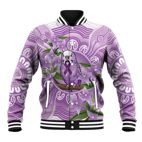 Epilepsy Awareness Budgerigar Australia Baseball Jacket Budgie Purple Ribbon Boronia Aboriginal - Aussie Hoodie
