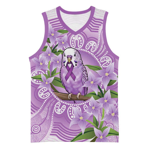 Epilepsy Awareness Budgerigar Australia Basketball Jersey Budgie Purple Ribbon Boronia Aboriginal - Aussie Hoodie