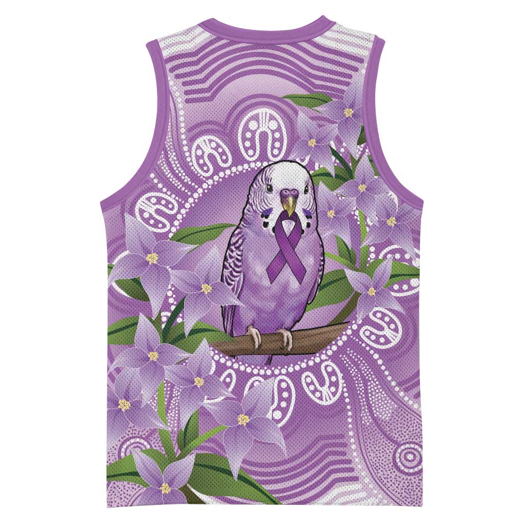 Epilepsy Awareness Budgerigar Australia Basketball Jersey Budgie Purple Ribbon Boronia Aboriginal - Aussie Hoodie