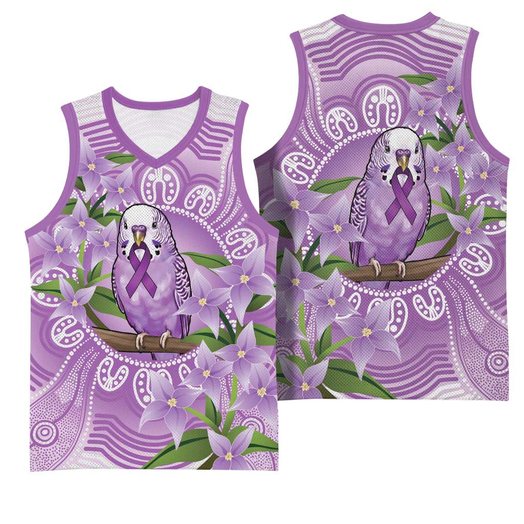 Epilepsy Awareness Budgerigar Australia Basketball Jersey Budgie Purple Ribbon Boronia Aboriginal - Aussie Hoodie