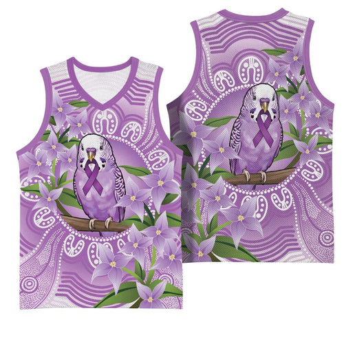 Epilepsy Awareness Budgerigar Australia Basketball Jersey Budgie Purple Ribbon Boronia Aboriginal - Aussie Hoodie