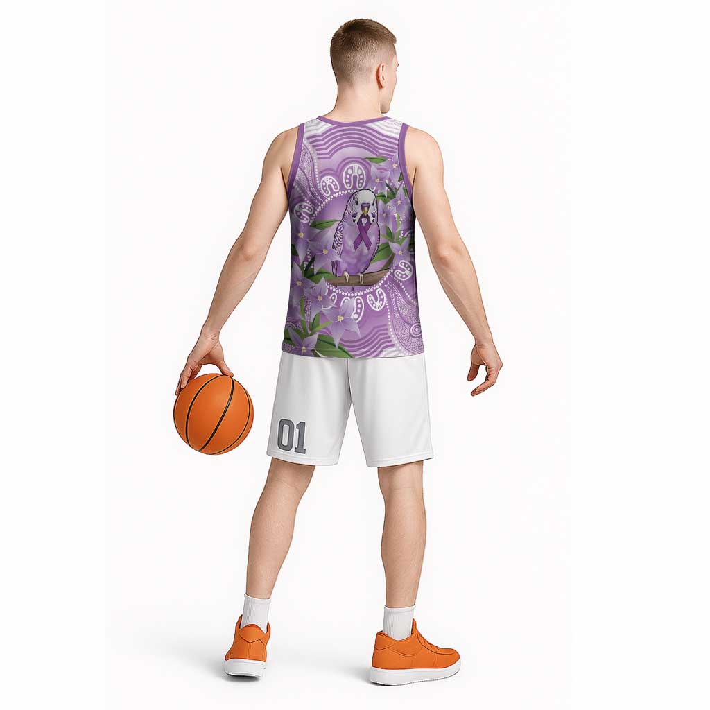 Epilepsy Awareness Budgerigar Australia Basketball Jersey Budgie Purple Ribbon Boronia Aboriginal - Aussie Hoodie