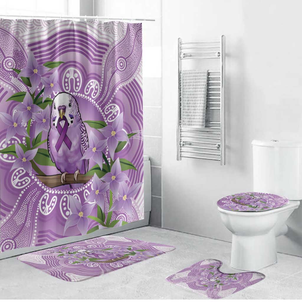Epilepsy Awareness Budgerigar Australia Bathroom Set Budgie Purple Ribbon Boronia Aboriginal - Aussie Hoodie