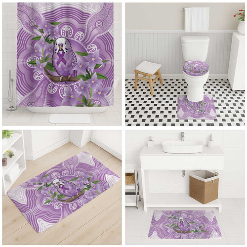 Epilepsy Awareness Budgerigar Australia Bathroom Set Budgie Purple Ribbon Boronia Aboriginal - Aussie Hoodie