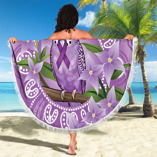 Epilepsy Awareness Budgerigar Australia Beach Blanket Budgie Purple Ribbon Boronia Aboriginal - Aussie Hoodie
