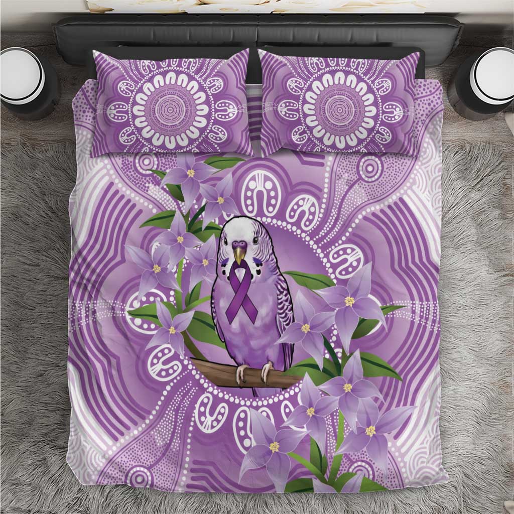 Epilepsy Awareness Budgerigar Australia Bedding Set Budgie Purple Ribbon Boronia Aboriginal - Aussie Hoodie
