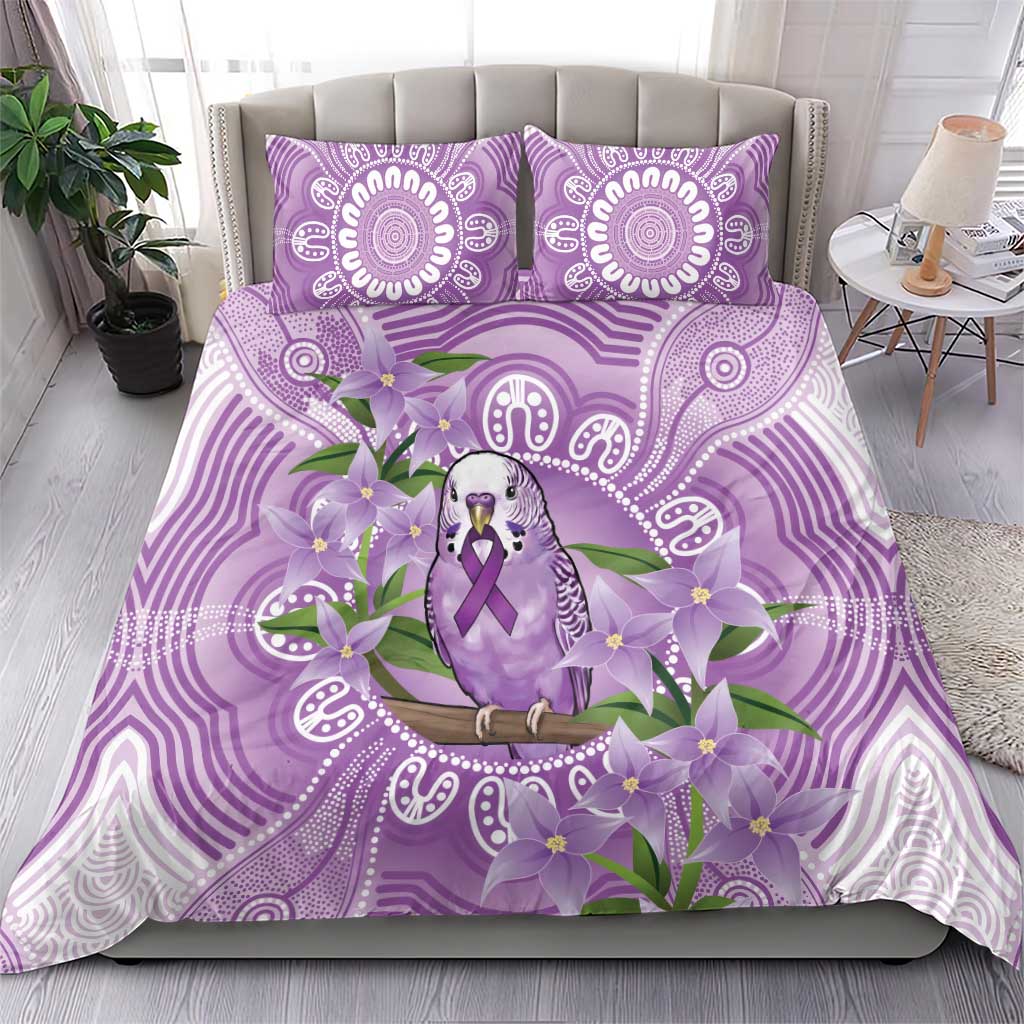 Epilepsy Awareness Budgerigar Australia Bedding Set Budgie Purple Ribbon Boronia Aboriginal - Aussie Hoodie