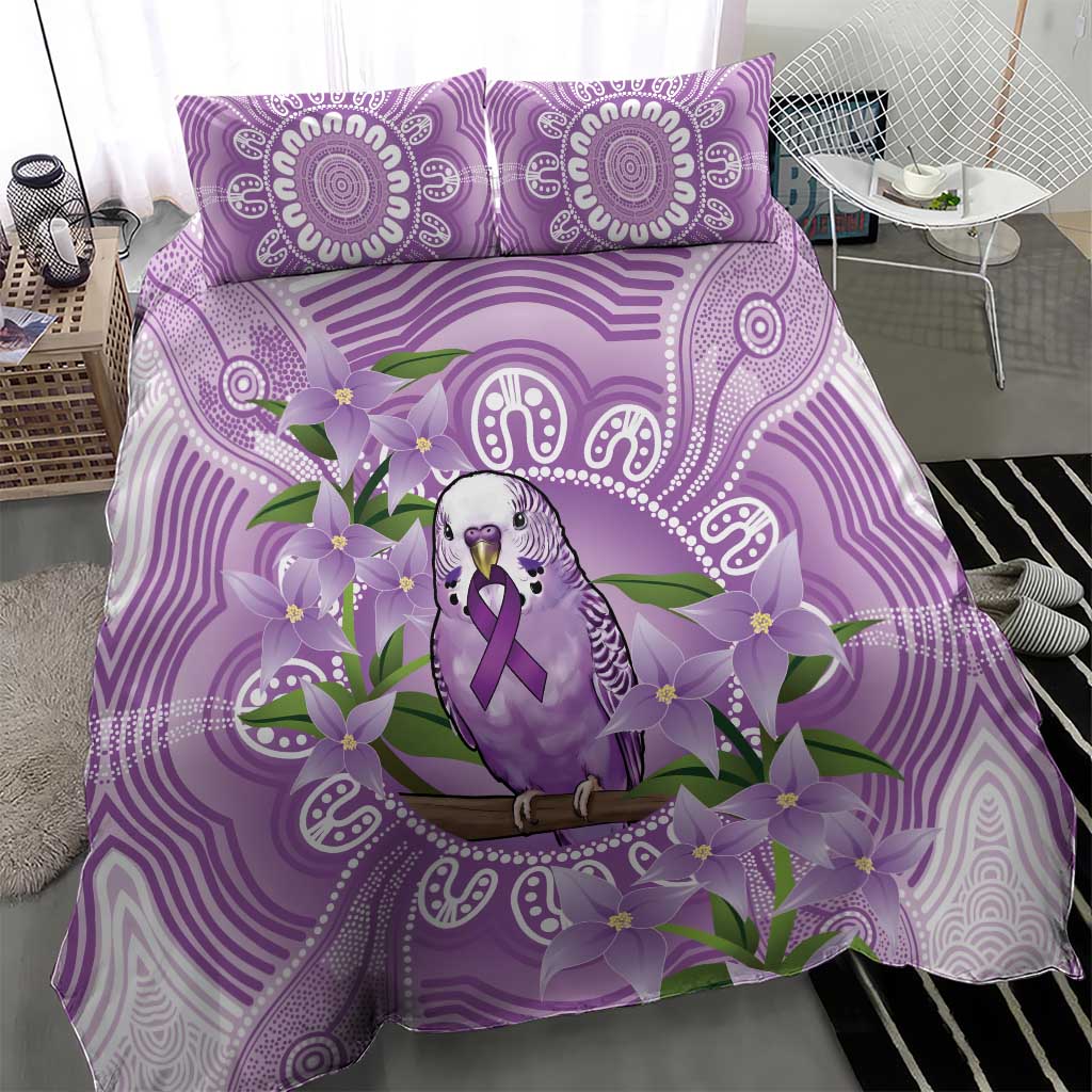 Epilepsy Awareness Budgerigar Australia Bedding Set Budgie Purple Ribbon Boronia Aboriginal - Aussie Hoodie