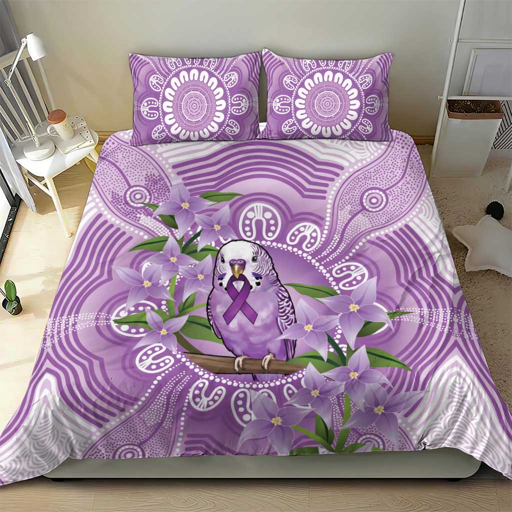 Epilepsy Awareness Budgerigar Australia Bedding Set Budgie Purple Ribbon Boronia Aboriginal - Aussie Hoodie
