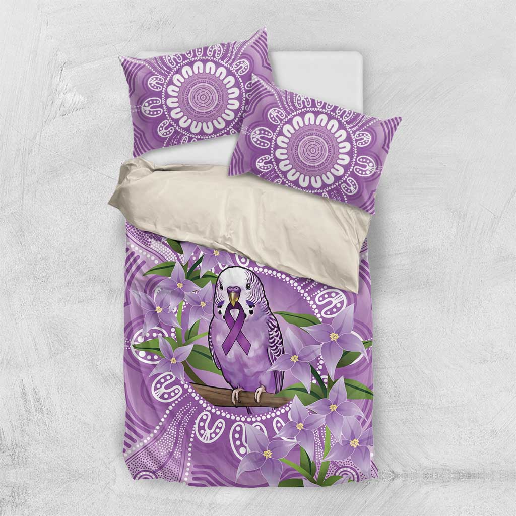 Epilepsy Awareness Budgerigar Australia Bedding Set Budgie Purple Ribbon Boronia Aboriginal - Aussie Hoodie