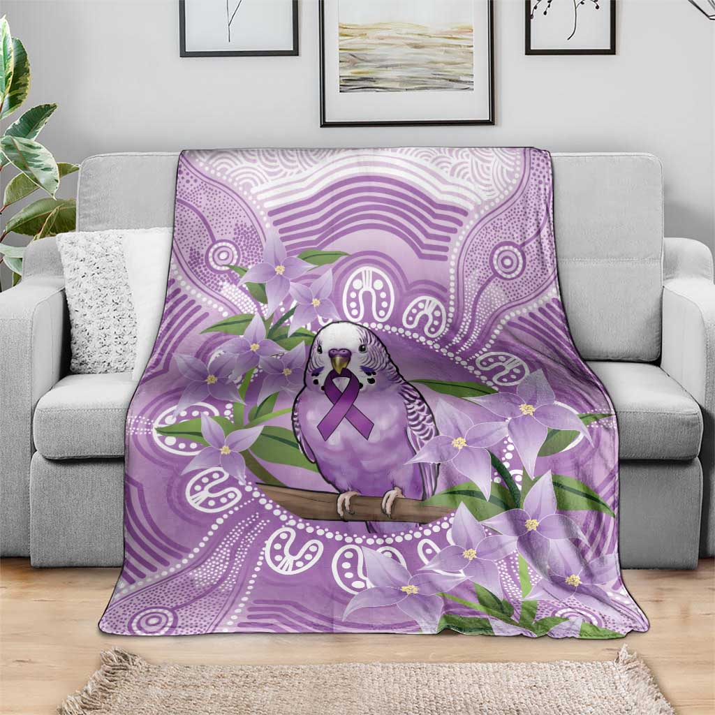 Epilepsy Awareness Budgerigar Australia Blanket Budgie Purple Ribbon Boronia Aboriginal - Aussie Hoodie
