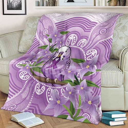 Epilepsy Awareness Budgerigar Australia Blanket Budgie Purple Ribbon Boronia Aboriginal - Aussie Hoodie