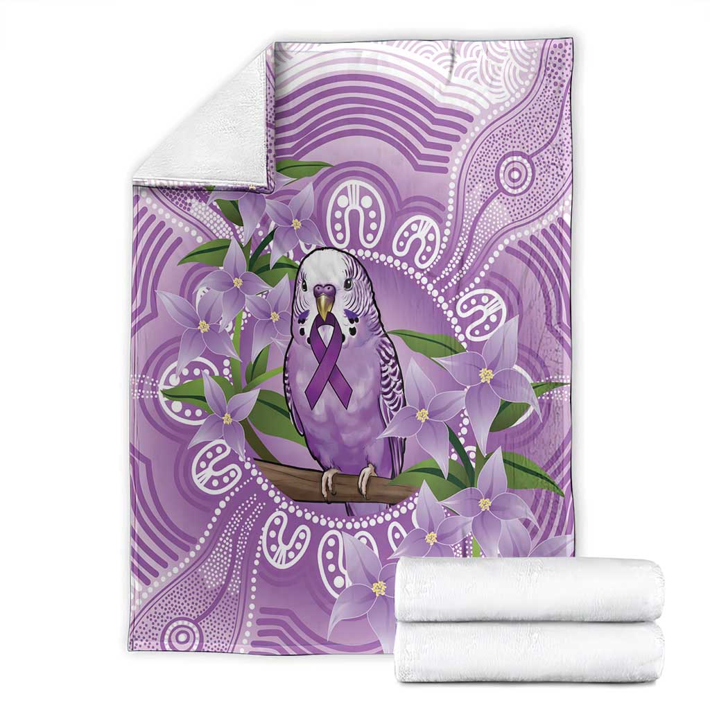 Epilepsy Awareness Budgerigar Australia Blanket Budgie Purple Ribbon Boronia Aboriginal - Aussie Hoodie