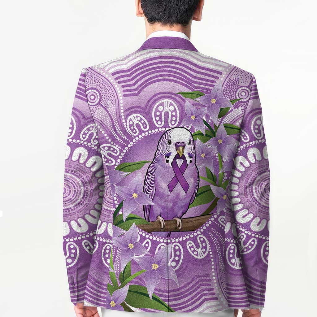 Epilepsy Awareness Budgerigar Australia Blazer Budgie Purple Ribbon Boronia Aboriginal - Aussie Hoodie
