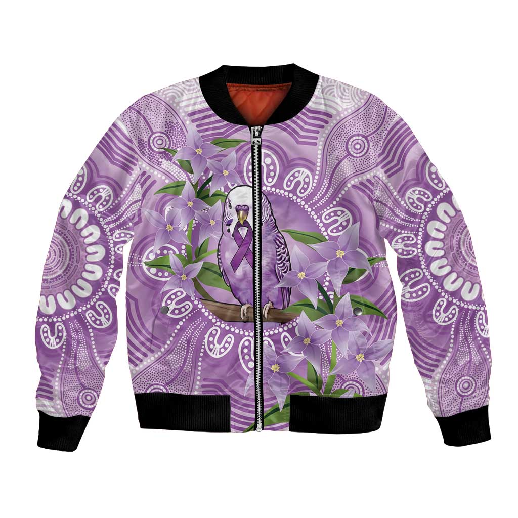 Epilepsy Awareness Budgerigar Australia Bomber Jacket Budgie Purple Ribbon Boronia Aboriginal - Aussie Hoodie