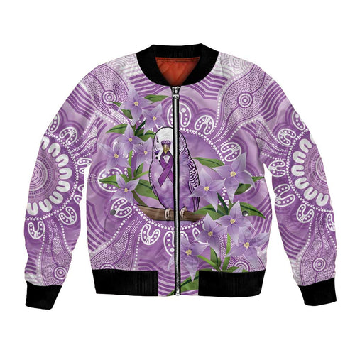 Epilepsy Awareness Budgerigar Australia Bomber Jacket Budgie Purple Ribbon Boronia Aboriginal - Aussie Hoodie