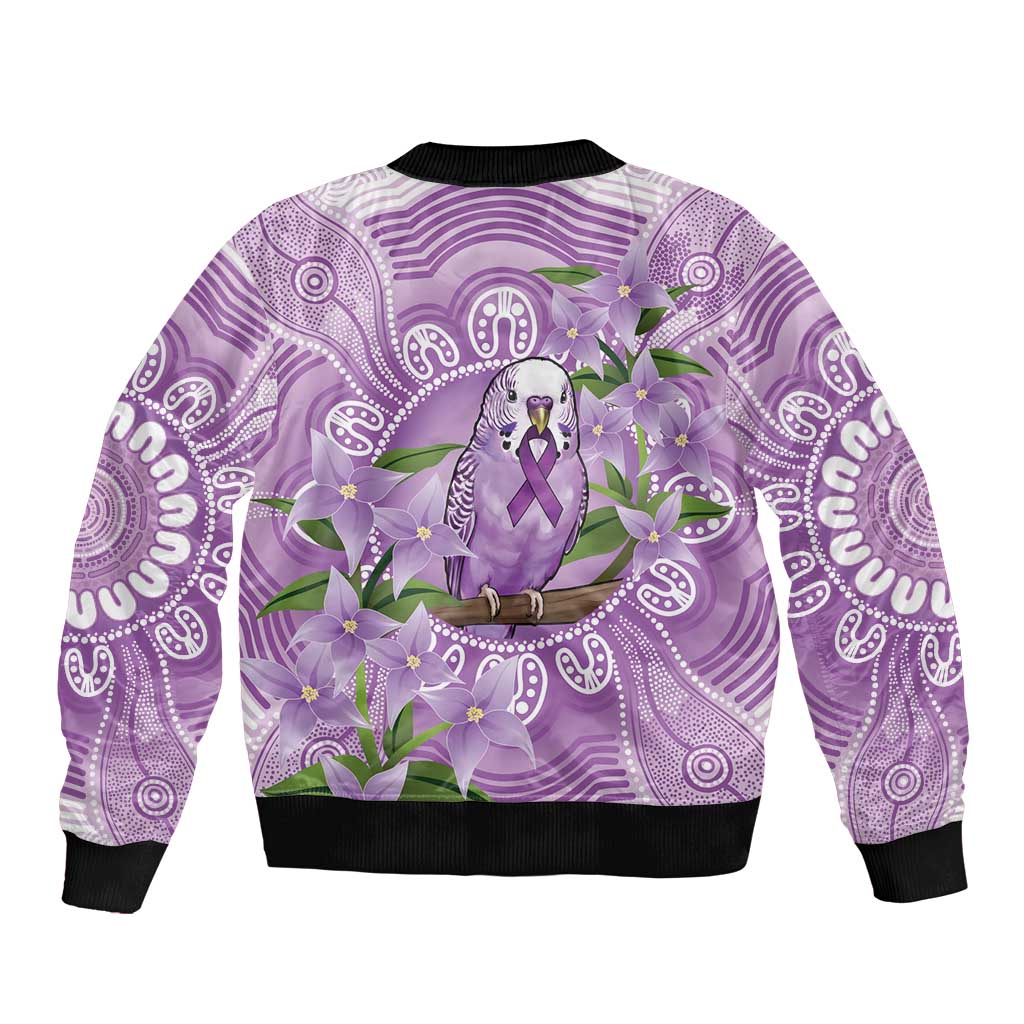 Epilepsy Awareness Budgerigar Australia Bomber Jacket Budgie Purple Ribbon Boronia Aboriginal - Aussie Hoodie