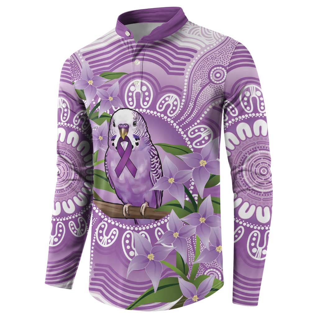Epilepsy Awareness Budgerigar Australia Button Sweatshirt Budgie Purple Ribbon Boronia Aboriginal - Aussie Hoodie