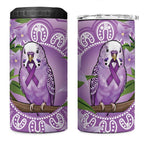 Epilepsy Awareness Budgerigar Australia 4 in 1 Can Cooler Tumbler Budgie Purple Ribbon Boronia Aboriginal - Aussie Hoodie