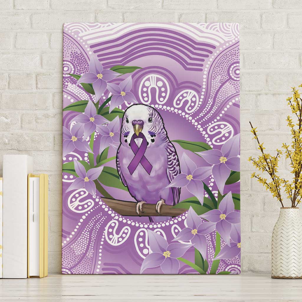 Epilepsy Awareness Budgerigar Australia Canvas Wall Art Budgie Purple Ribbon Boronia Aboriginal - Aussie Hoodie
