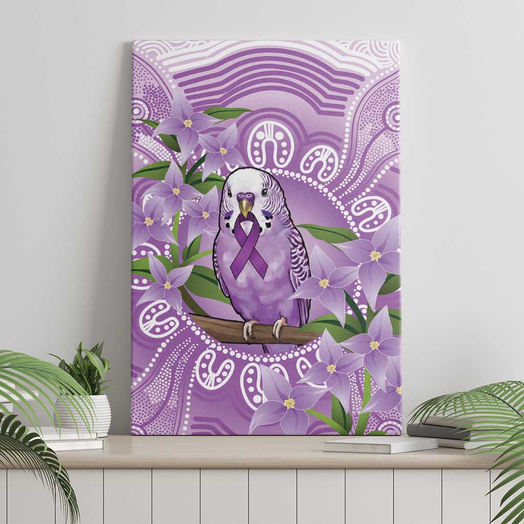 Epilepsy Awareness Budgerigar Australia Canvas Wall Art Budgie Purple Ribbon Boronia Aboriginal - Aussie Hoodie