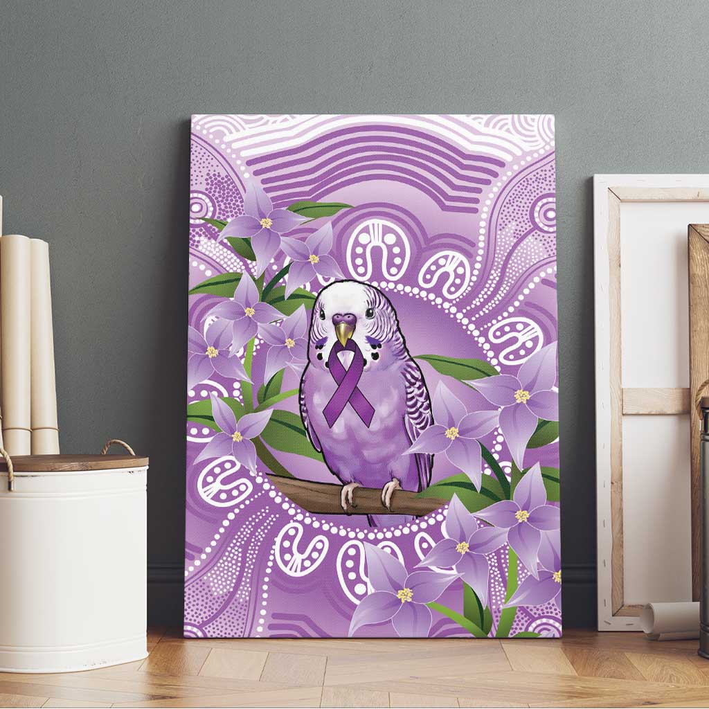 Epilepsy Awareness Budgerigar Australia Canvas Wall Art Budgie Purple Ribbon Boronia Aboriginal - Aussie Hoodie