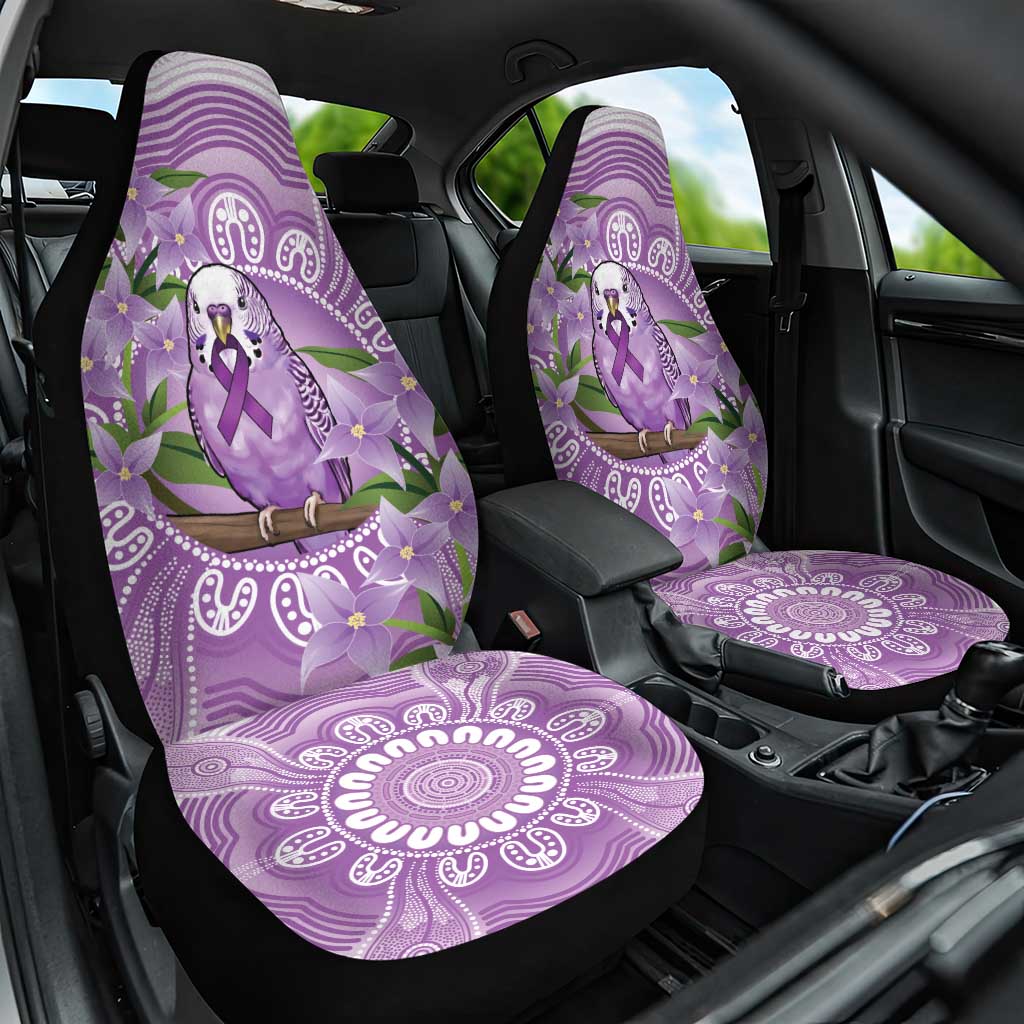Epilepsy Awareness Budgerigar Australia Car Seat Cover Budgie Purple Ribbon Boronia Aboriginal - Aussie Hoodie