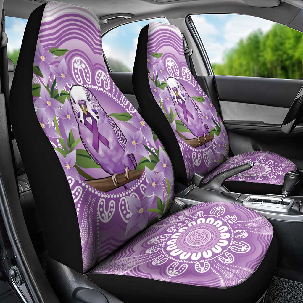 Epilepsy Awareness Budgerigar Australia Car Seat Cover Budgie Purple Ribbon Boronia Aboriginal - Aussie Hoodie