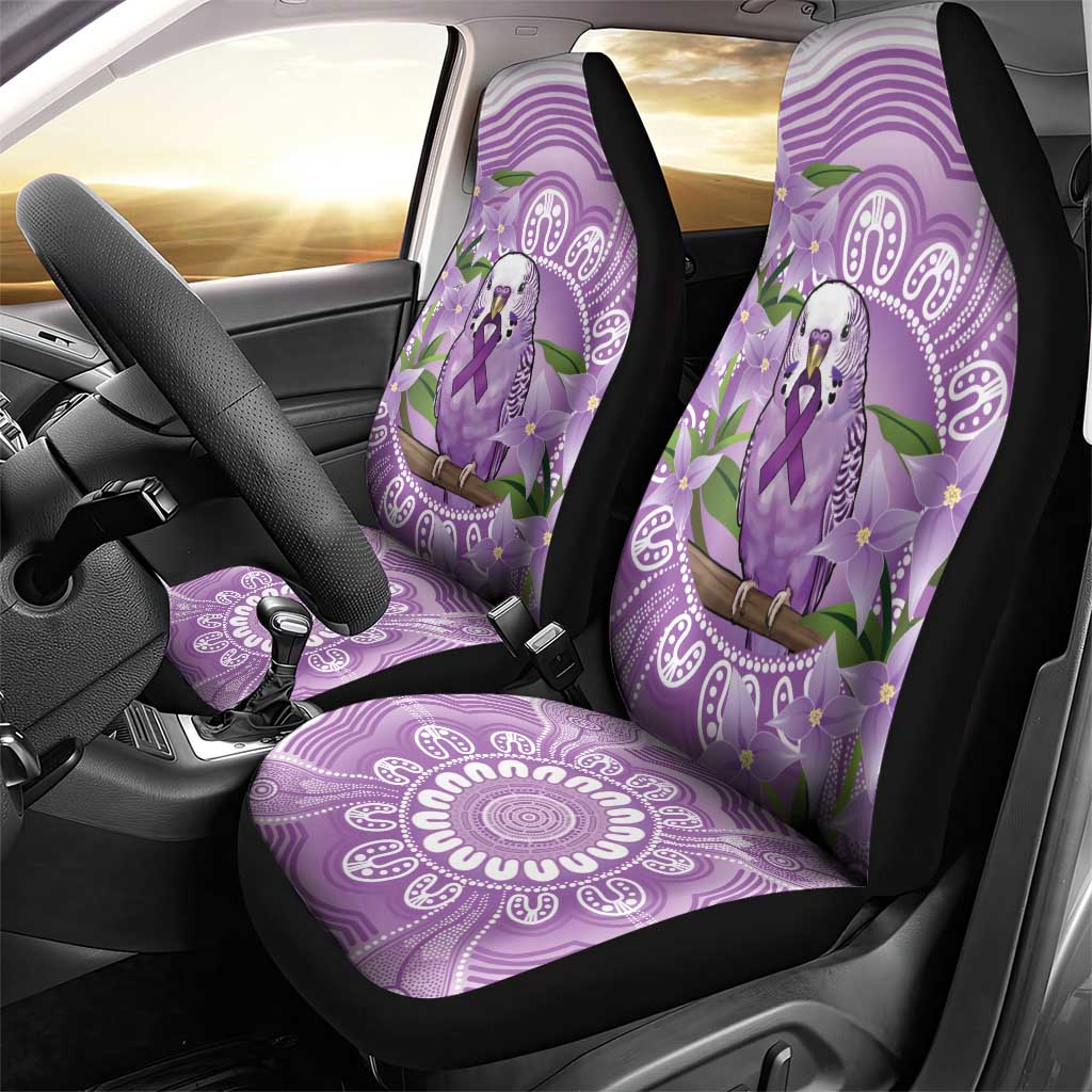 Epilepsy Awareness Budgerigar Australia Car Seat Cover Budgie Purple Ribbon Boronia Aboriginal - Aussie Hoodie