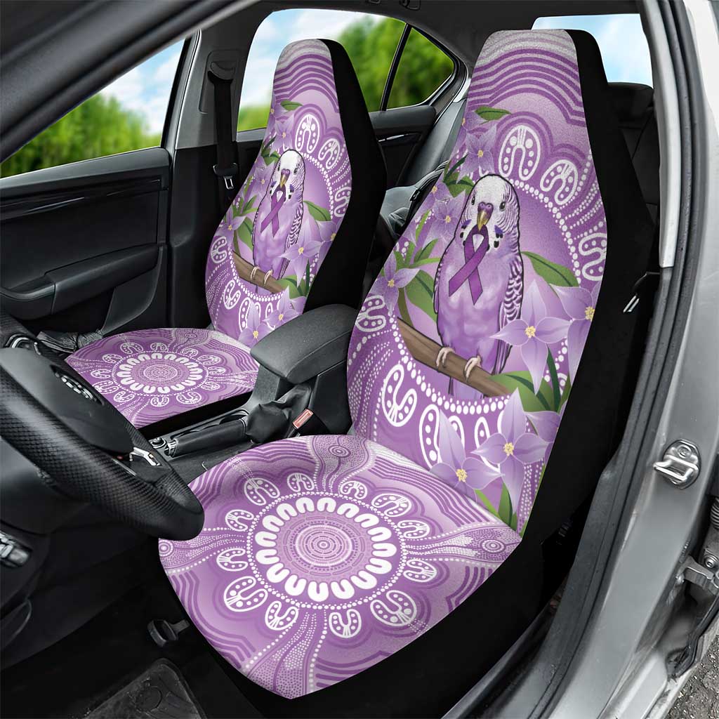 Epilepsy Awareness Budgerigar Australia Car Seat Cover Budgie Purple Ribbon Boronia Aboriginal - Aussie Hoodie