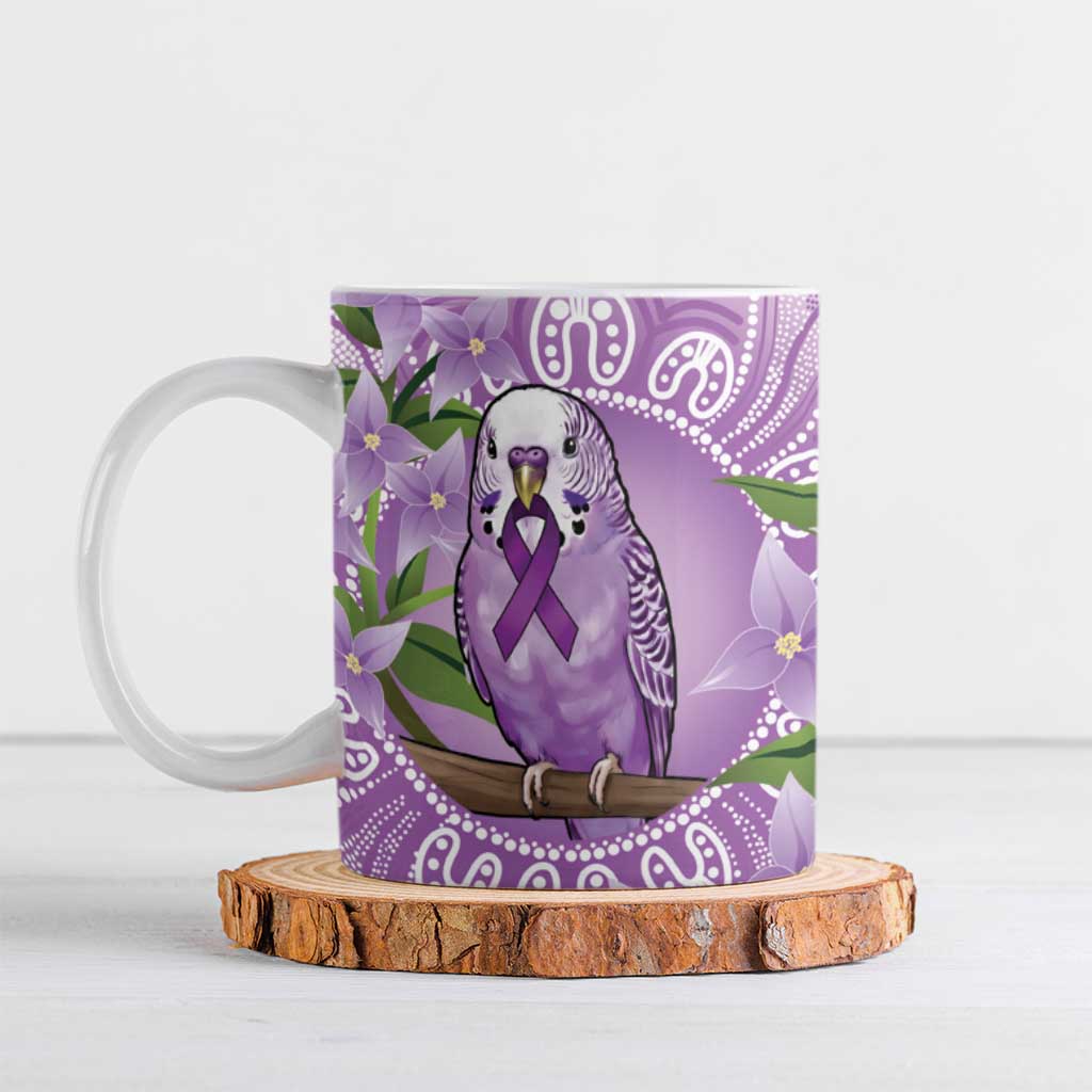 Epilepsy Awareness Budgerigar Australia Ceramic Mug Budgie Purple Ribbon Boronia Aboriginal - Aussie Hoodie