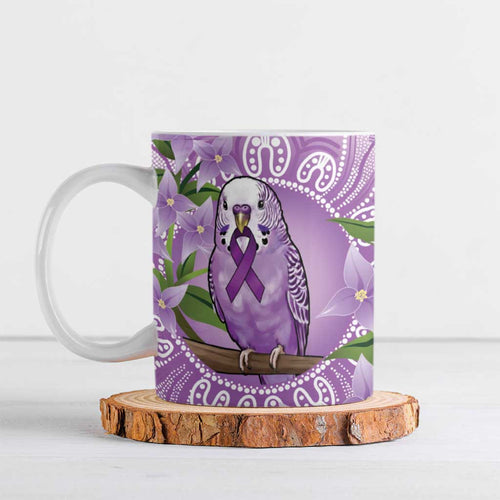 Epilepsy Awareness Budgerigar Australia Ceramic Mug Budgie Purple Ribbon Boronia Aboriginal - Aussie Hoodie