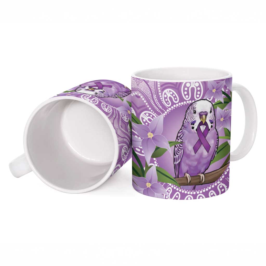 Epilepsy Awareness Budgerigar Australia Ceramic Mug Budgie Purple Ribbon Boronia Aboriginal - Aussie Hoodie
