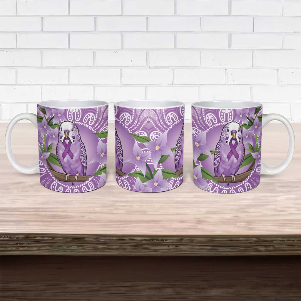 Epilepsy Awareness Budgerigar Australia Ceramic Mug Budgie Purple Ribbon Boronia Aboriginal - Aussie Hoodie