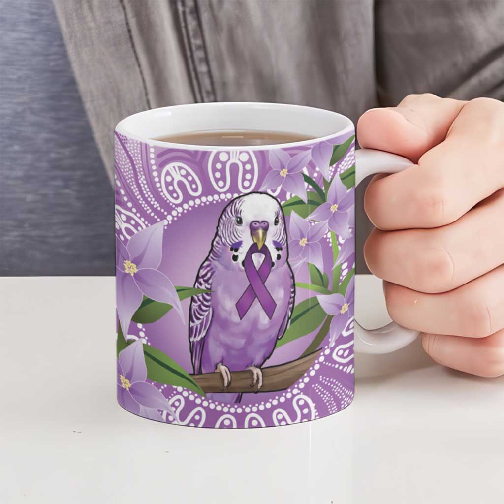 Epilepsy Awareness Budgerigar Australia Ceramic Mug Budgie Purple Ribbon Boronia Aboriginal - Aussie Hoodie
