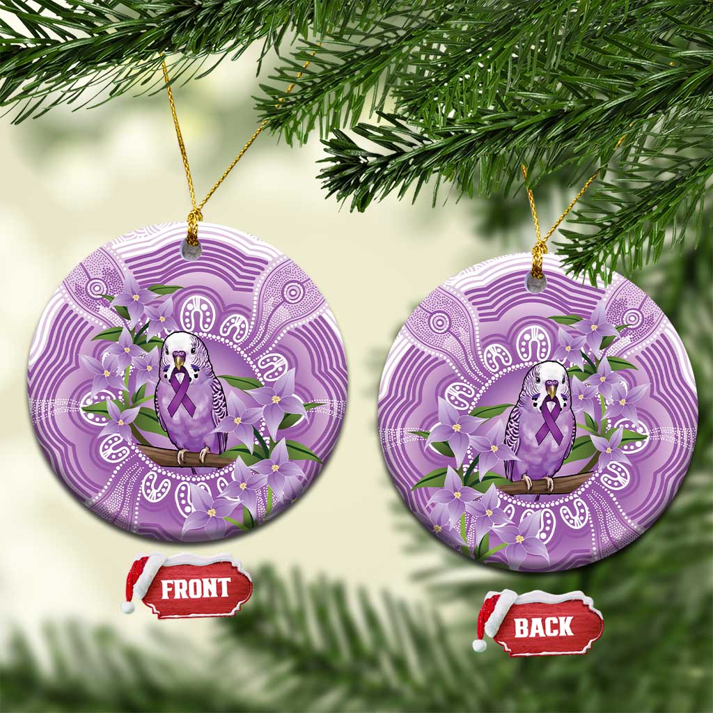 Epilepsy Awareness Budgerigar Australia Ceramic Ornament Budgie Purple Ribbon Boronia Aboriginal - Aussie Hoodie
