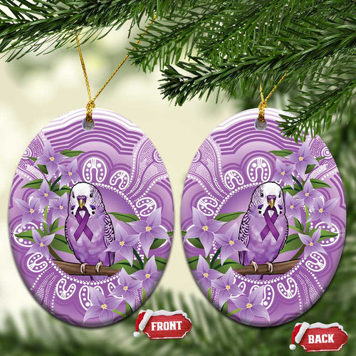 Epilepsy Awareness Budgerigar Australia Ceramic Ornament Budgie Purple Ribbon Boronia Aboriginal - Aussie Hoodie