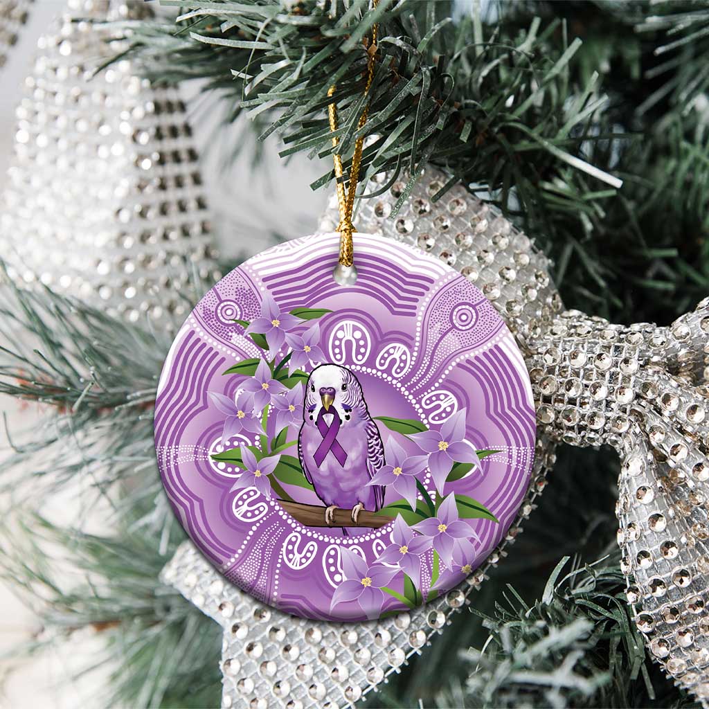 Epilepsy Awareness Budgerigar Australia Ceramic Ornament Budgie Purple Ribbon Boronia Aboriginal - Aussie Hoodie