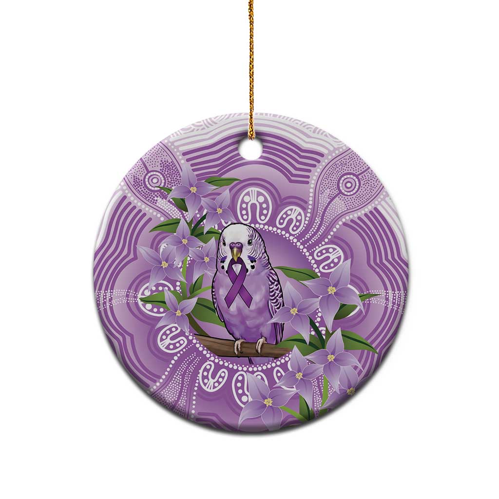 Epilepsy Awareness Budgerigar Australia Ceramic Ornament Budgie Purple Ribbon Boronia Aboriginal - Aussie Hoodie