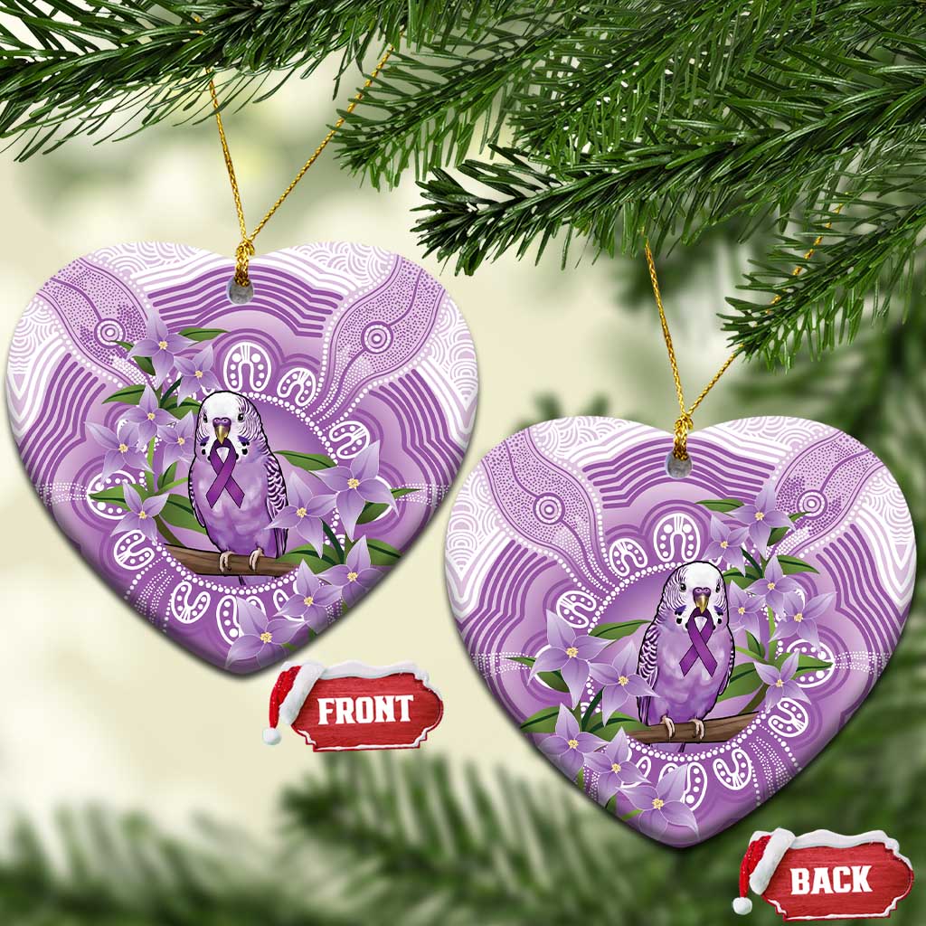 Epilepsy Awareness Budgerigar Australia Ceramic Ornament Budgie Purple Ribbon Boronia Aboriginal - Aussie Hoodie