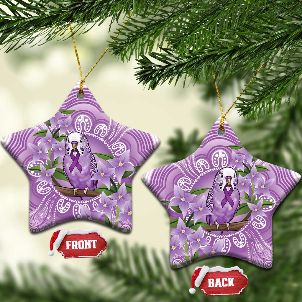 Epilepsy Awareness Budgerigar Australia Ceramic Ornament Budgie Purple Ribbon Boronia Aboriginal - Aussie Hoodie