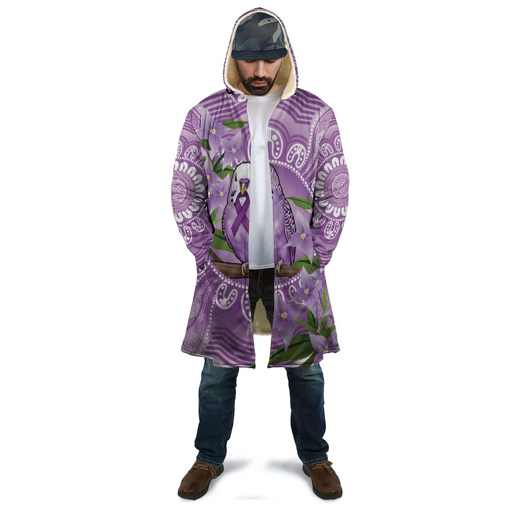 Epilepsy Awareness Budgerigar Australia Cloak Budgie Purple Ribbon Boronia Aboriginal - Aussie Hoodie