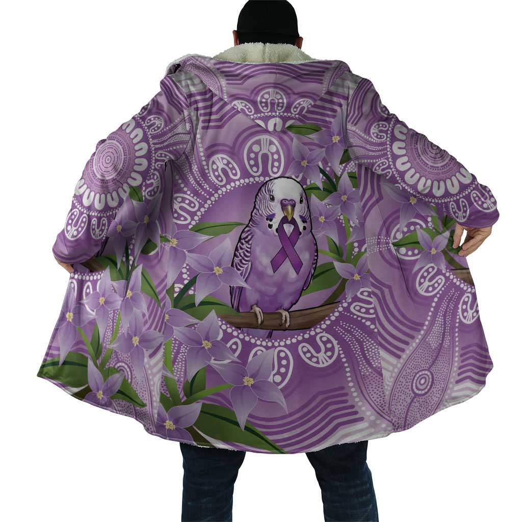 Epilepsy Awareness Budgerigar Australia Cloak Budgie Purple Ribbon Boronia Aboriginal - Aussie Hoodie